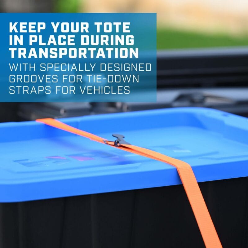 HART - 17 Gallon Heavy Duty Latching Plastic Storage Box, Black Base/Blue Lid, Set of 4 - Image 7