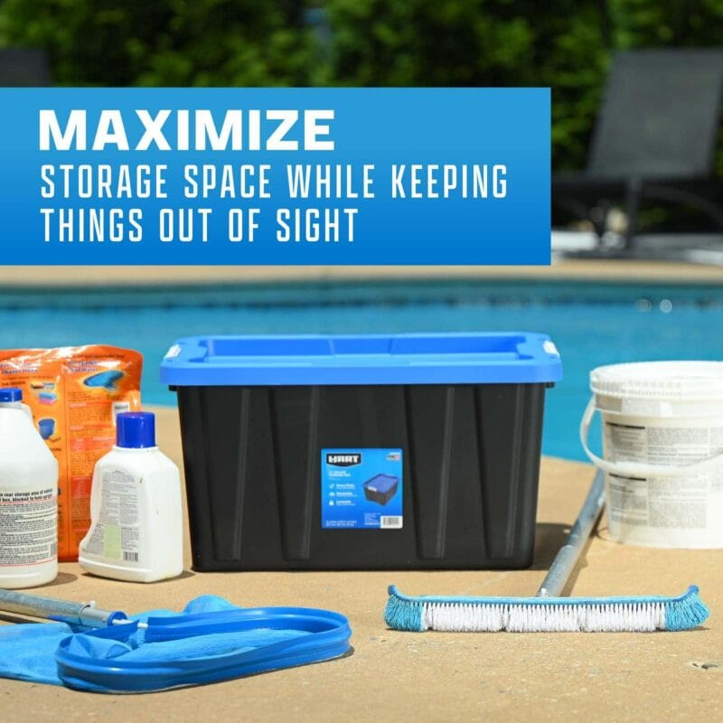 HART - 17 Gallon Heavy Duty Latching Plastic Storage Box, Black Base/Blue Lid, Set of 4 - Image 10