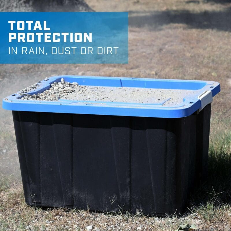HART - 17 Gallon Heavy Duty Latching Plastic Storage Box, Black Base/Blue Lid, Set of 4 - Image 5