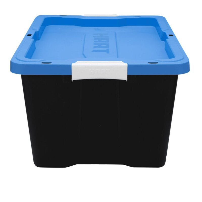 HART - 17 Gallon Heavy Duty Latching Plastic Storage Box, Black Base/Blue Lid, Set of 4 - Image 12