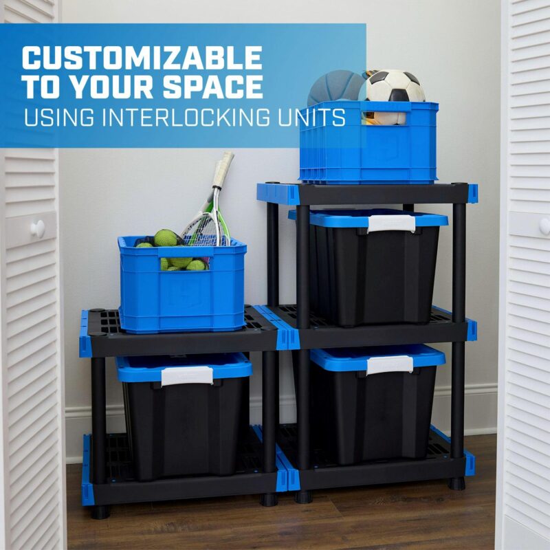 Hart 5-Shelf Plastic Storage Shelf, 24  W x 20  D x 72  H, Holds up to 500 lb Total Capacity, Black and Blue - Image 6