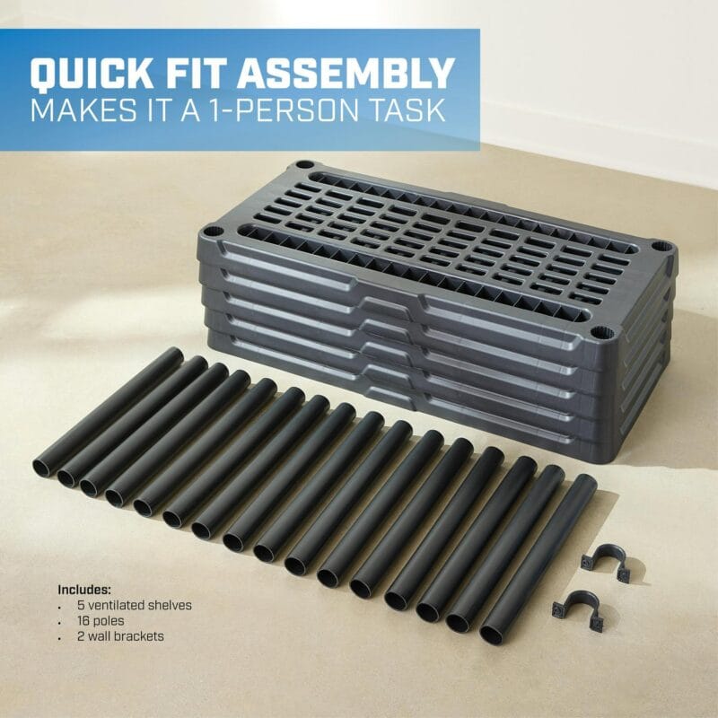 Hart Black Plastic 5-Tier 72  H x 36  W x 18  D, 750lb Total Capacity - Image 12