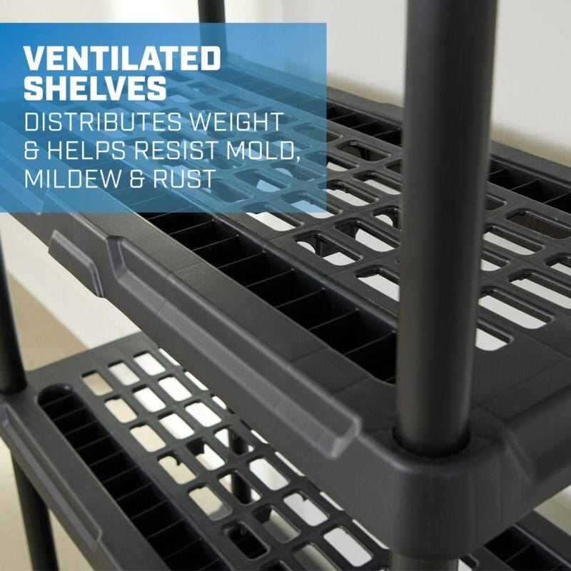 Hart Black Plastic 5-Tier 72  H x 36  W x 18  D, 750lb Total Capacity - Image 10