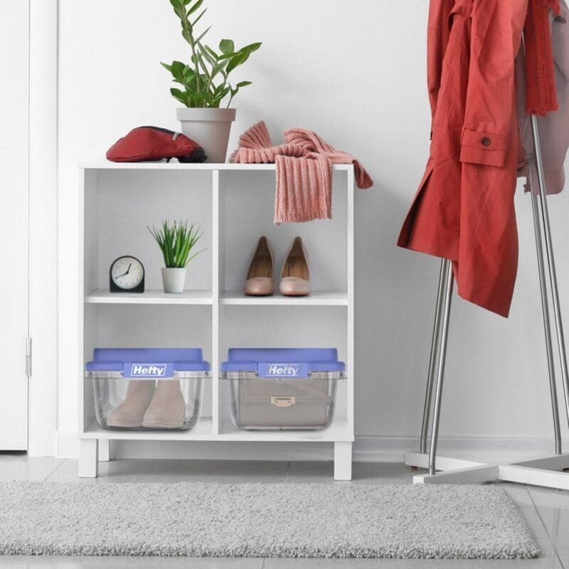 Hefty 18 Quart Clear Plastic Storage Bin with Blue HI-RISE Lid, Adult - Image 9