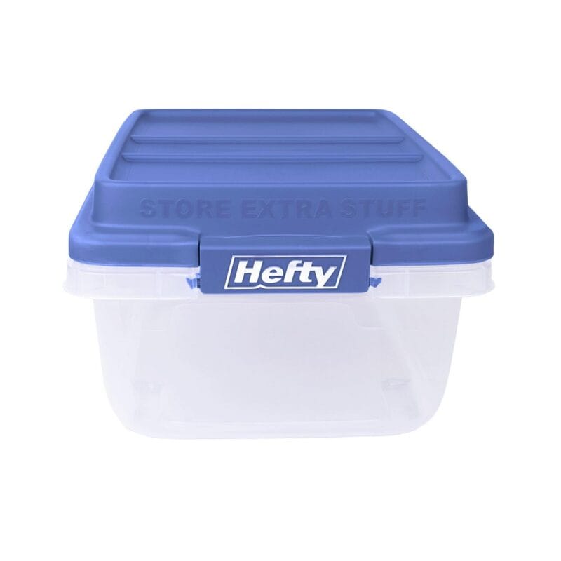 Hefty 18 Quart Clear Plastic Storage Bin with Blue HI-RISE Lid, Adult - Image 5