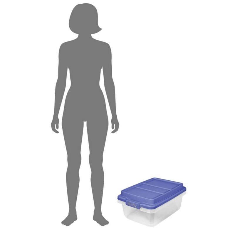Hefty 18 Quart Clear Plastic Storage Bin with Blue HI-RISE Lid, Adult - Image 7