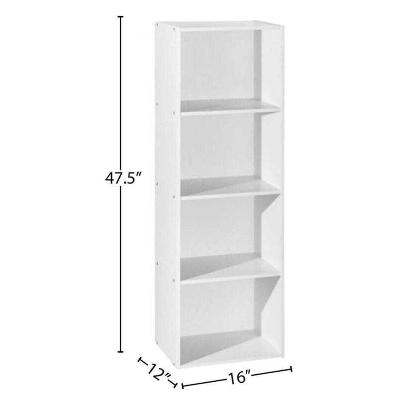 Hodedah 4-Shelf Bookcase, White - Image 5