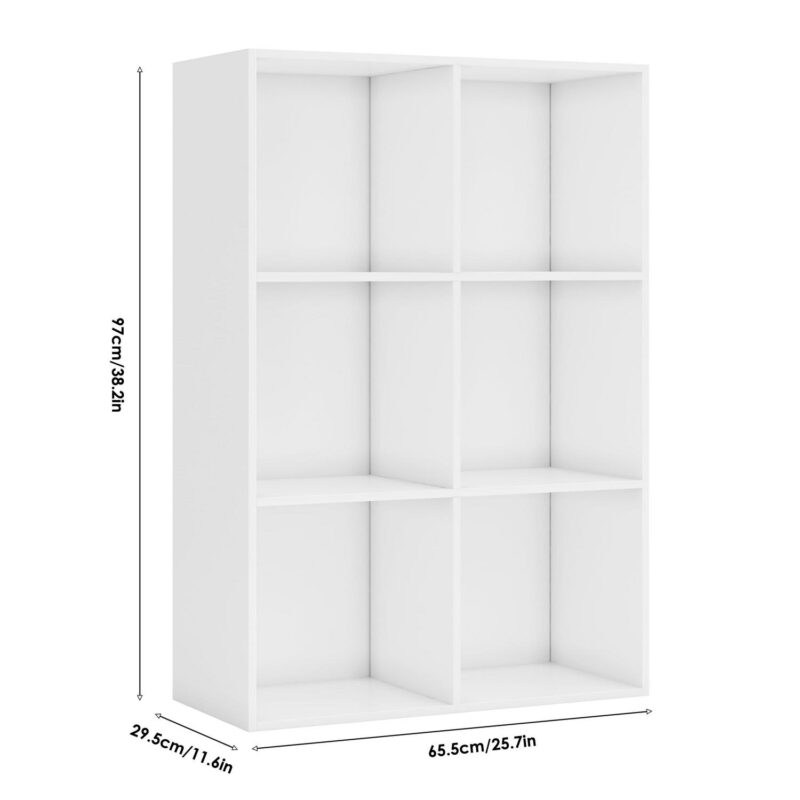 Homfa 6 Cube Bookcase, Storage Cabinet Unit Freestanding Display Stand Shelves, White - Image 4