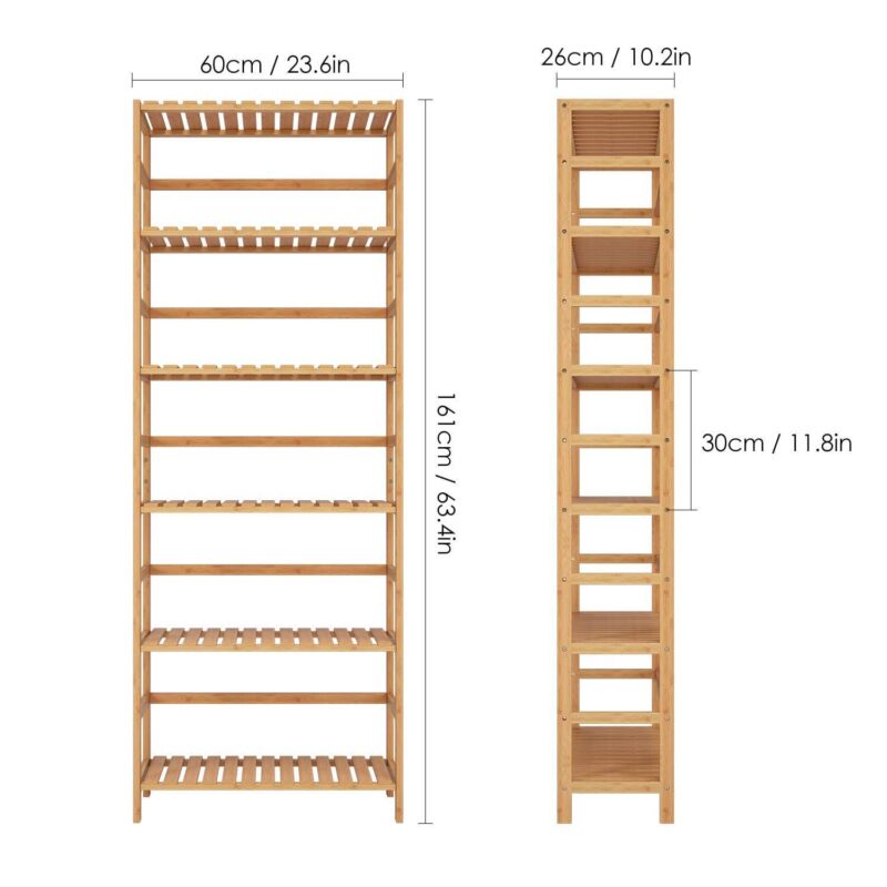 Homfa 6 Tier Bathroom Cabinet, Storage Rack for Bathroom, 63.4''H Tall Shelf Organizer Bamboo Linen Cabinet, Nature - Image 2