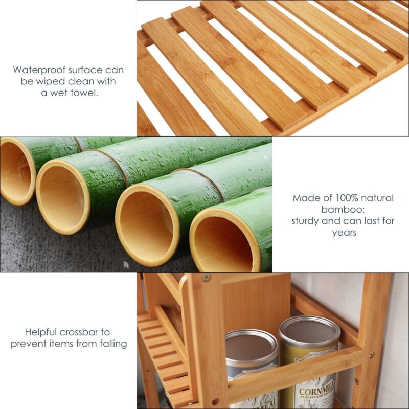 Homfa 6 Tier Bathroom Cabinet, Storage Rack for Bathroom, 63.4''H Tall Shelf Organizer Bamboo Linen Cabinet, Nature - Image 6