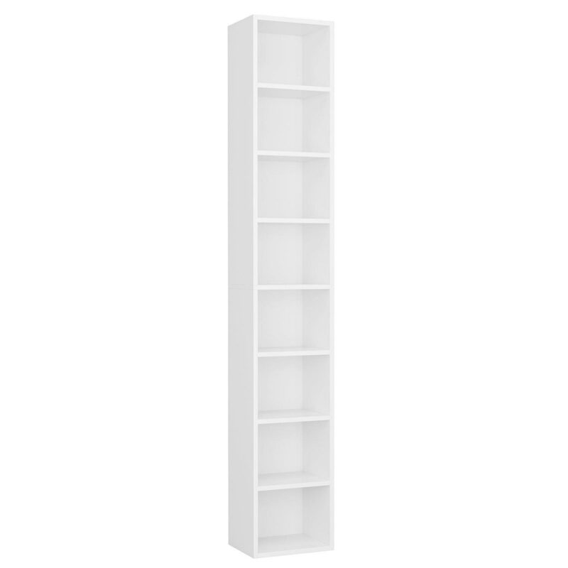 Homfa 8-Tier Media Tower, CD DVD Media Storage Unit with 4 Adjustable and 3 Fixed Shelves for Living Room Bedroom, White - Image 7
