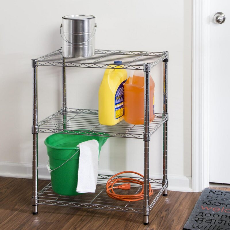 Honey-Can-Do 3-Tier Heavy-Duty Steel Adjustable Shelving Unit, Chrome, Holds up to 250 lb per Shelf - Image 3