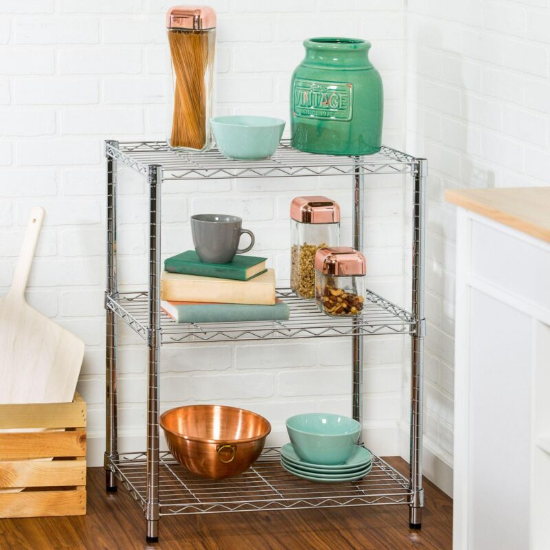 Honey-Can-Do 3-Tier Heavy-Duty Steel Adjustable Shelving Unit, Chrome, Holds up to 250 lb per Shelf - Image 2