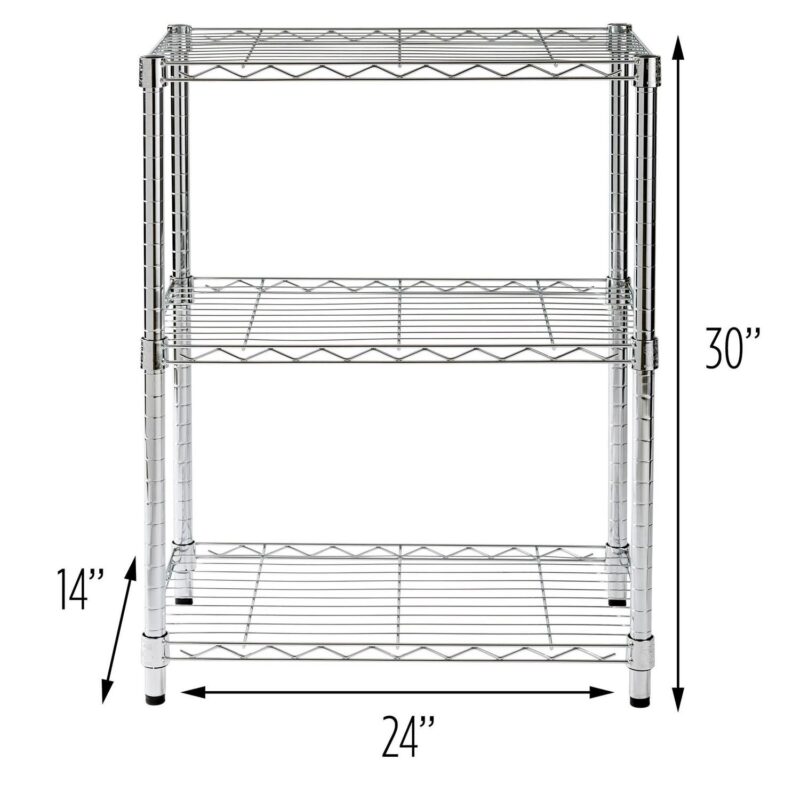 Honey-Can-Do 3-Tier Heavy-Duty Steel Adjustable Shelving Unit, Chrome, Holds up to 250 lb per Shelf - Image 7