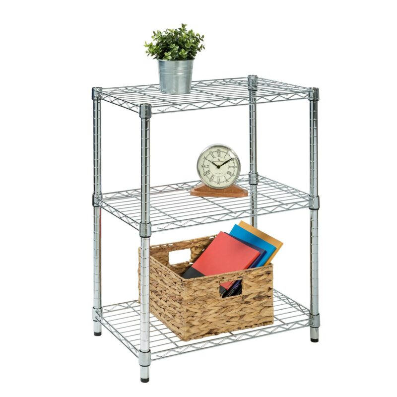 Honey-Can-Do 3-Tier Heavy-Duty Steel Adjustable Shelving Unit, Chrome, Holds up to 250 lb per Shelf - Image 8