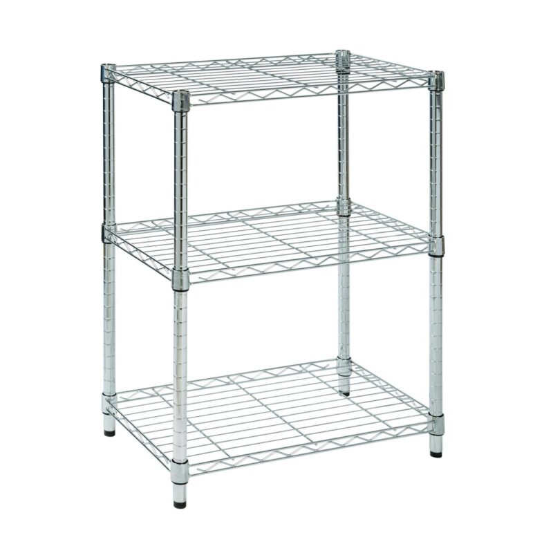 Honey-Can-Do 3-Tier Heavy-Duty Steel Adjustable Shelving Unit, Chrome, Holds up to 250 lb per Shelf - Image 9