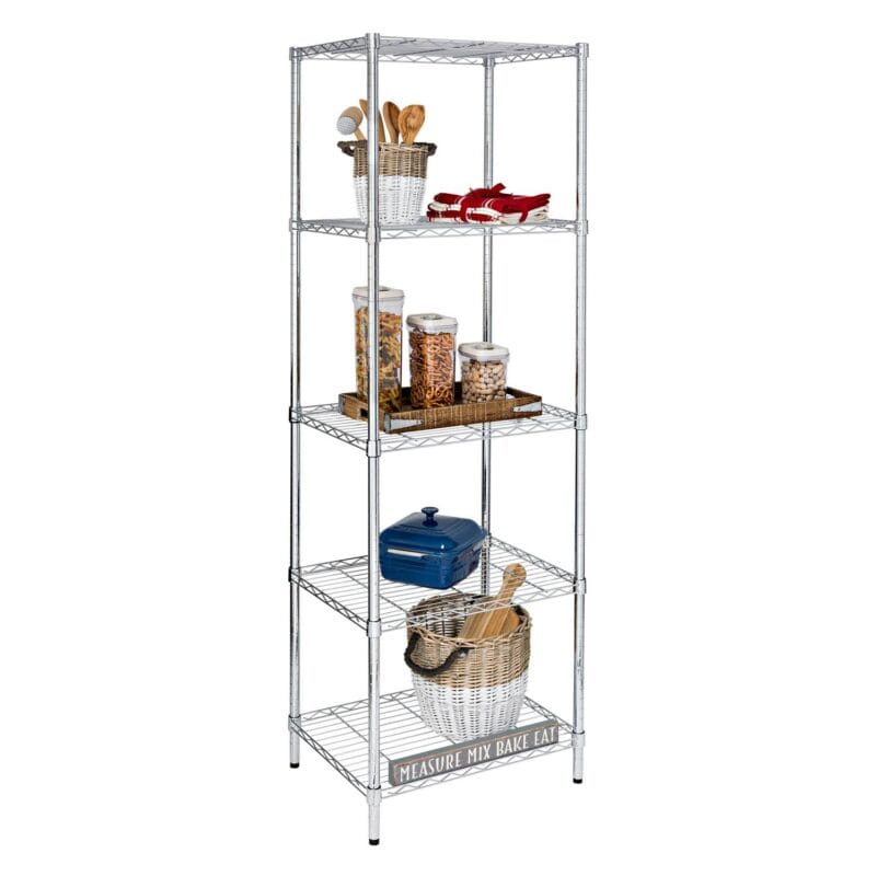 Honey-Can-Do 5-Shelf Steel Heavy Duty Adjustable Storage Shelves, Chrome, Holds up to 250 lb per Shelf - Image 2