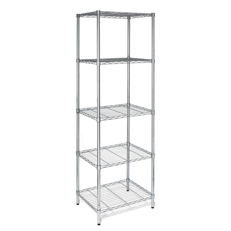 Honey-Can-Do 5-Shelf Steel Heavy Duty Adjustable Storage Shelves, Chrome, Holds up to 250 lb per Shelf