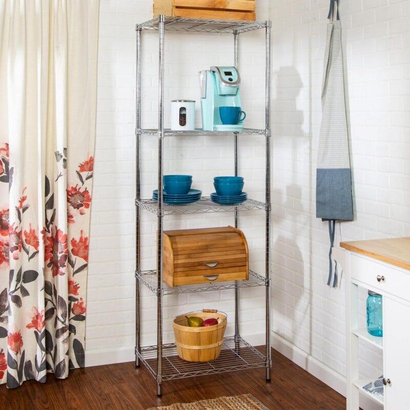 Honey-Can-Do 5-Shelf Steel Heavy Duty Adjustable Storage Shelves, Chrome, Holds up to 250 lb per Shelf - Image 4