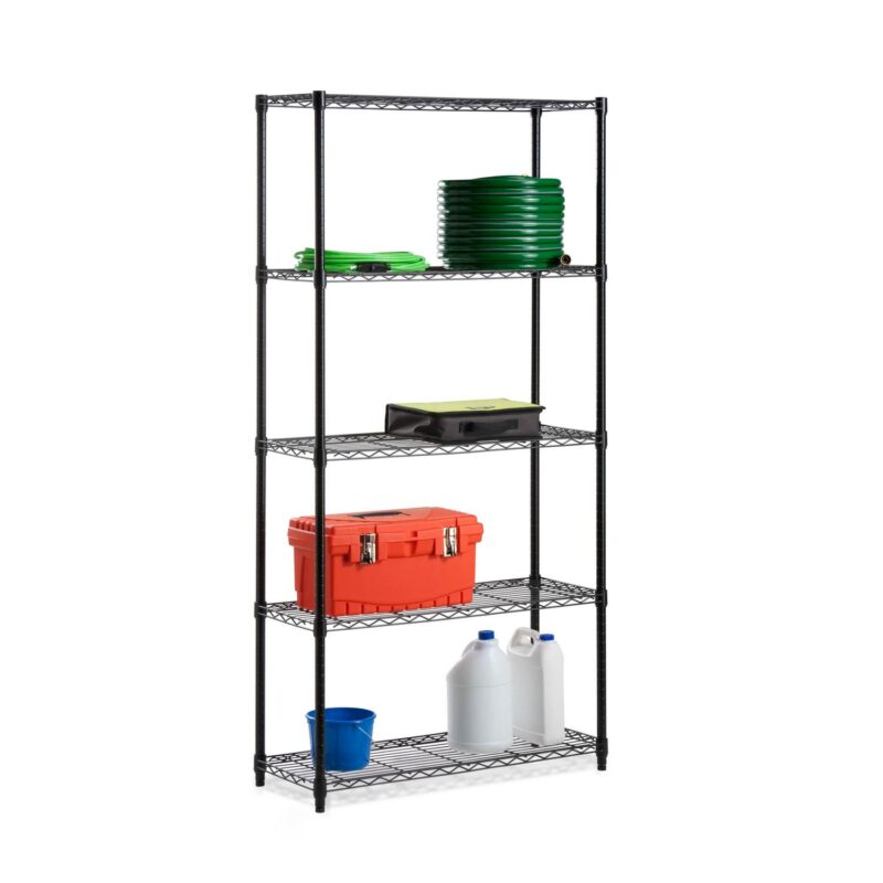 Honey-Can-Do 5-Tier Heavy Duty Adjustable Steel Storage Shelves, Black, Holds up to 200 lb per Shelf - Image 4