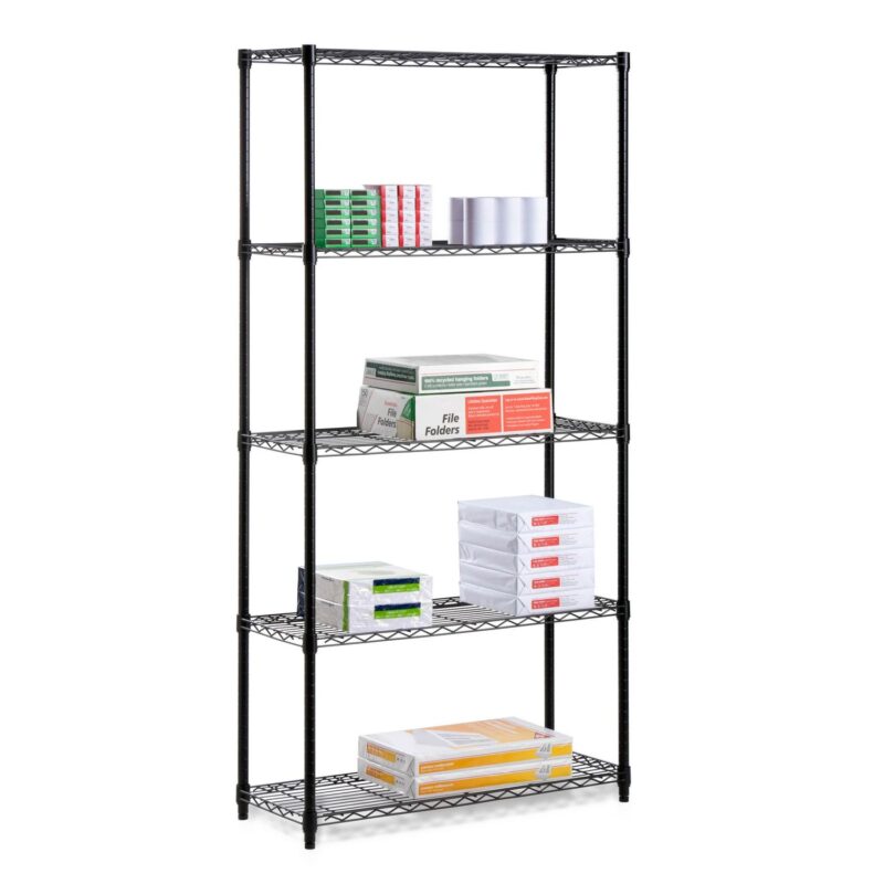 Honey-Can-Do 5-Tier Heavy Duty Adjustable Steel Storage Shelves, Black, Holds up to 200 lb per Shelf - Image 2