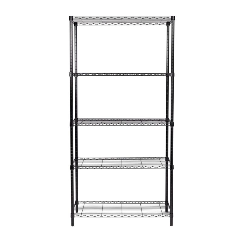 Honey-Can-Do 5-Tier Heavy Duty Adjustable Steel Storage Shelves, Black, Holds up to 200 lb per Shelf - Image 5