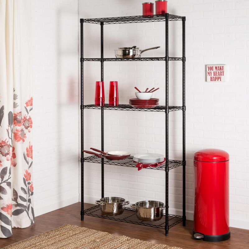 Honey-Can-Do 5-Tier Heavy Duty Adjustable Steel Storage Shelves, Black, Holds up to 200 lb per Shelf - Image 7