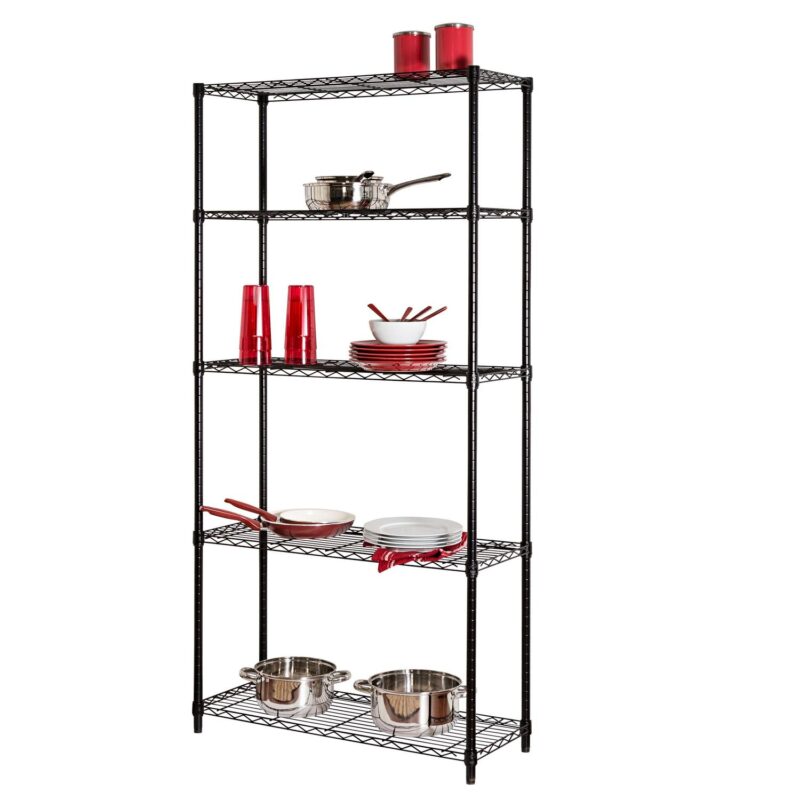 Honey-Can-Do 5-Tier Heavy Duty Adjustable Steel Storage Shelves, Black, Holds up to 200 lb per Shelf - Image 3
