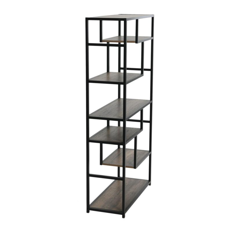 Household Essentials Tall Ashwood Bookshelf, Open Bookcase with Faux Distressed Gray Toned Wood Shelves, 6 Shelves, Lightweight Industrial Style, Slightly Gray Woodgrain - Image 6