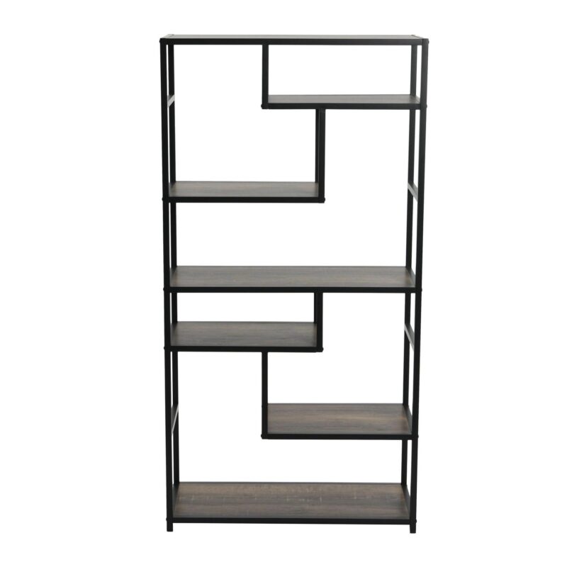 Household Essentials Tall Ashwood Bookshelf, Open Bookcase with Faux Distressed Gray Toned Wood Shelves, 6 Shelves, Lightweight Industrial Style, Slightly Gray Woodgrain - Image 4