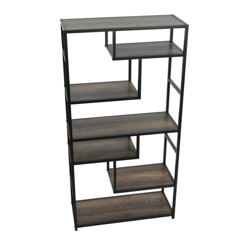 Household Essentials Tall Ashwood Bookshelf, Open Bookcase with Faux Distressed Gray Toned Wood Shelves, 6 Shelves, Lightweight Industrial Style, Slightly Gray Woodgrain - Image 5