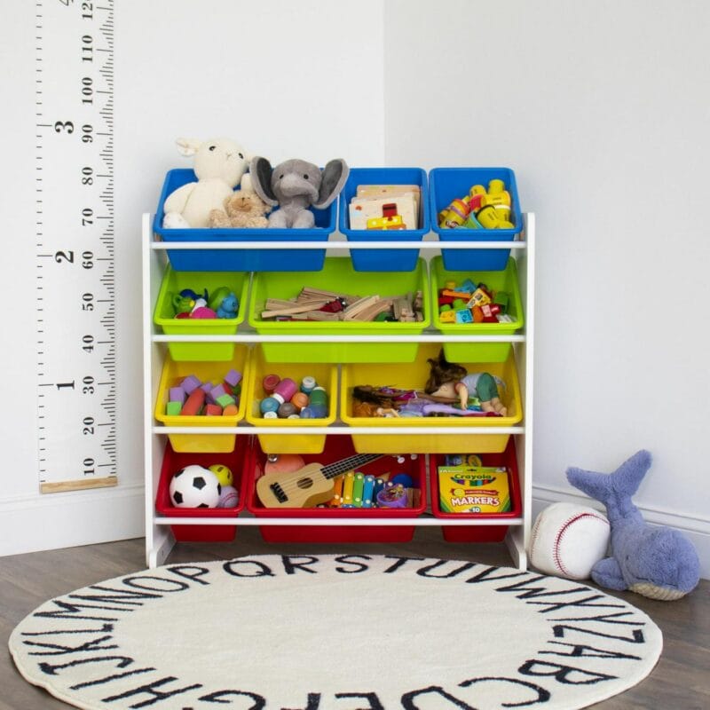 Humble Crew Summit Toy Storage Organizer with 12 Plastic Storage Bins, White/Primary - Image 3