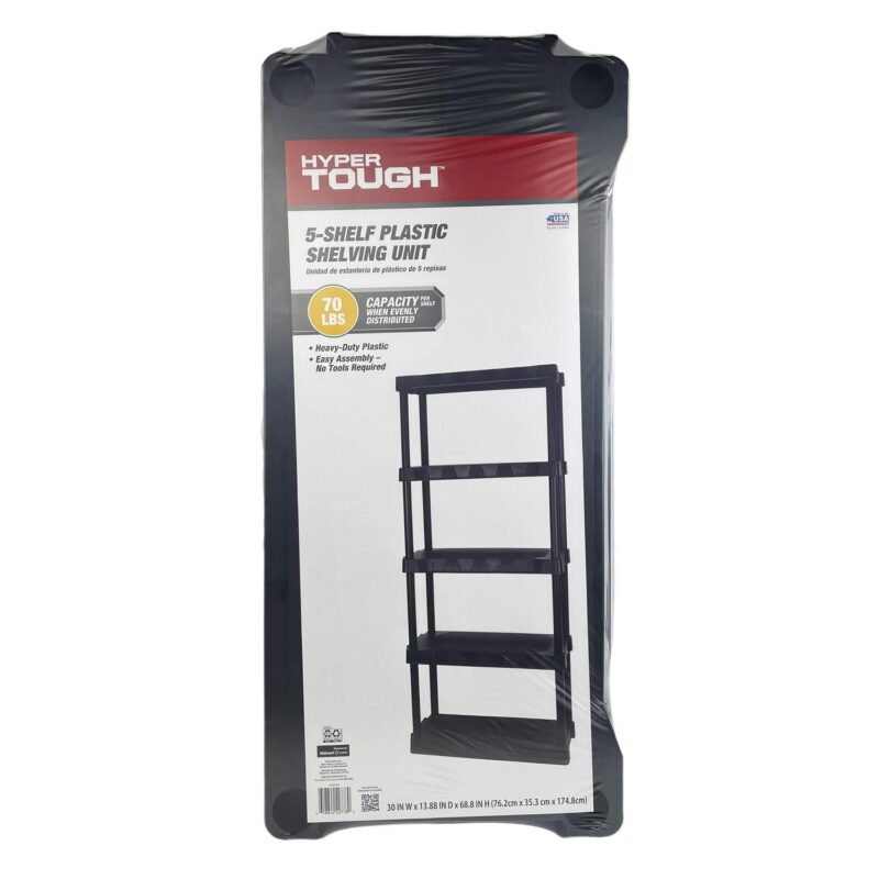 Hyper Tough 13.88 D x 30 W x 73.9 H 5-Shelf Plastic Garage Shelves, Black - Image 9