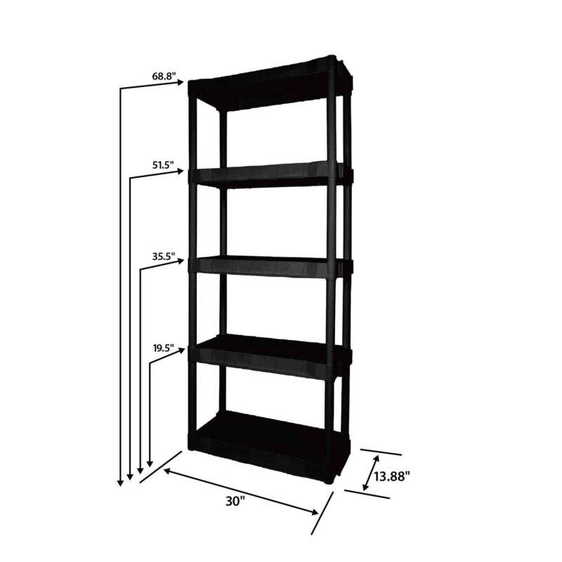 Hyper Tough 13.88 D x 30 W x 73.9 H 5-Shelf Plastic Garage Shelves, Black - Image 2