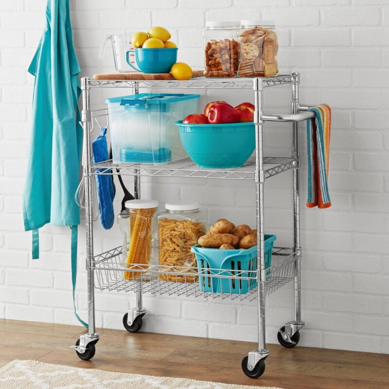 Hyper Tough 3-Tier New Multipurpose Rolling Cart for Adult, Chrome Color, 495lbs Load Capacity - Image 10