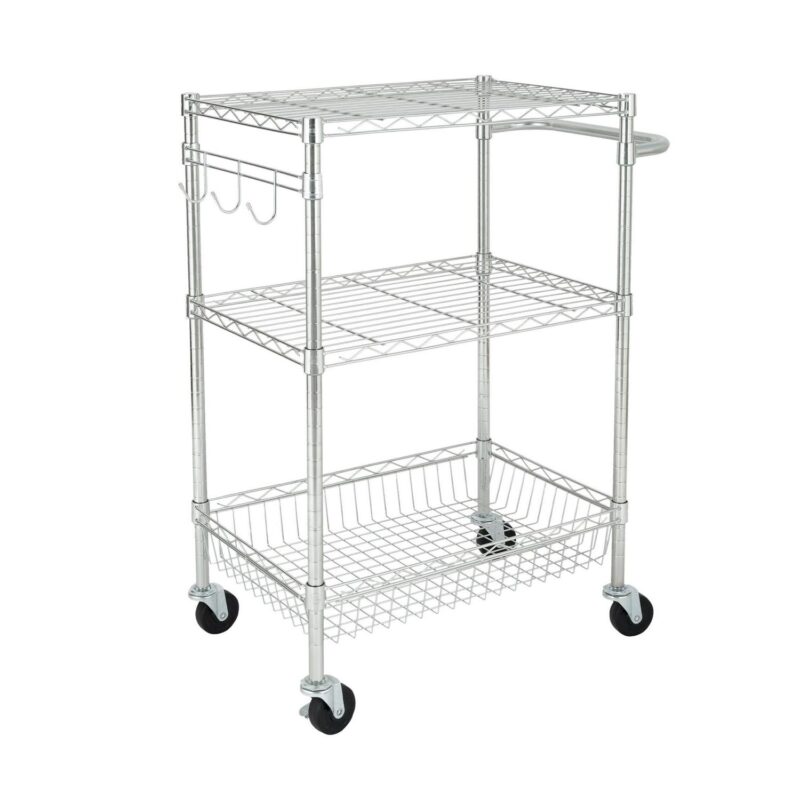 Hyper Tough 3-Tier New Multipurpose Rolling Cart for Adult, Chrome Color, 495lbs Load Capacity - Image 6