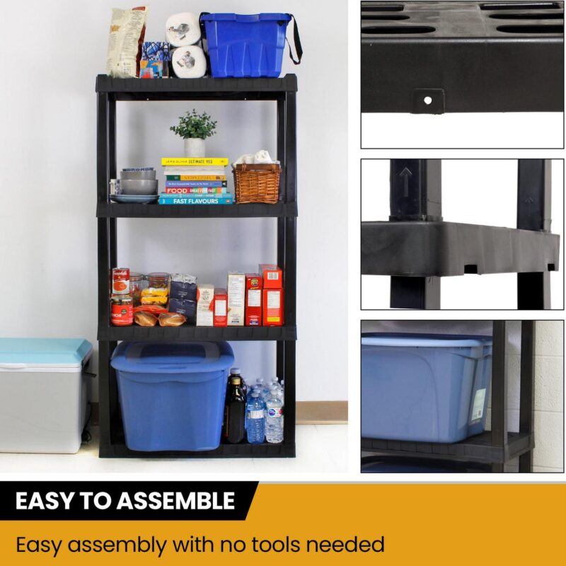 Hyper Tough 4-Tier Shelving Unit, W30 x D14 x H57  Multipurpose Home Storage Organizer, Black, Pack of 4 - Image 5