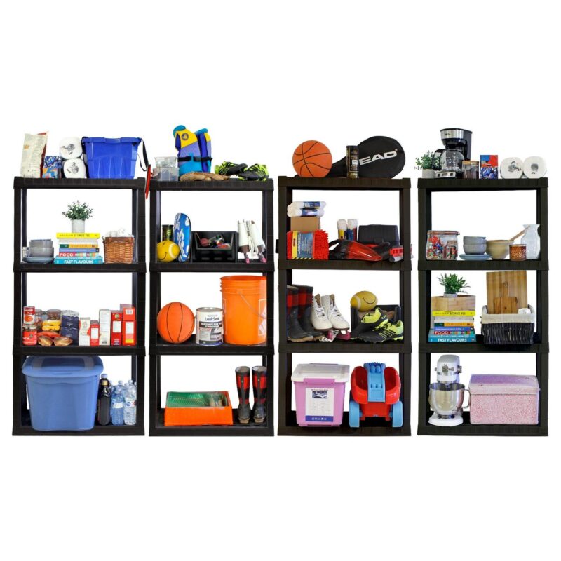 Hyper Tough 4-Tier Shelving Unit, W30 x D14 x H57  Multipurpose Home Storage Organizer, Black, Pack of 4 - Image 3
