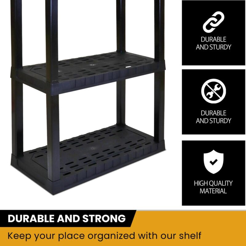 Hyper Tough 4-Tier Shelving Unit, W30 x D14 x H57  Multipurpose Home Storage Organizer, Black, Pack of 4 - Image 7