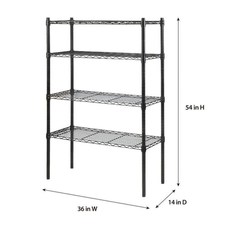 Hyper Tough 4 Tier Wire Shelf Unit, Black, 1400 lb. Capacity - Image 3
