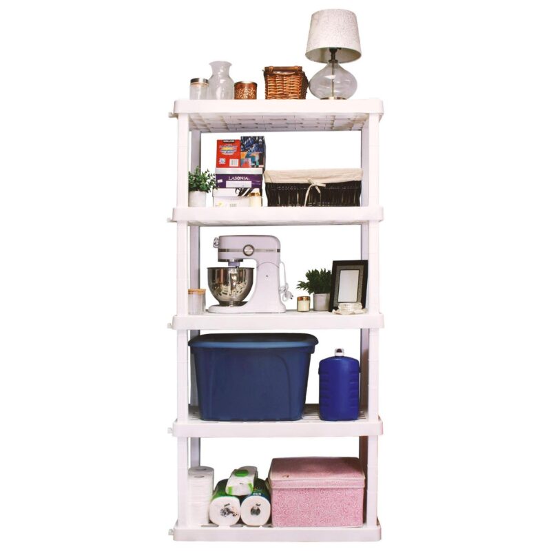 Hyper Tough 74  H x 18  D x 36  W 5 Shelf Plastic Garage Shelves, Storage Shelving, White 750 lbs Capacity - Image 3