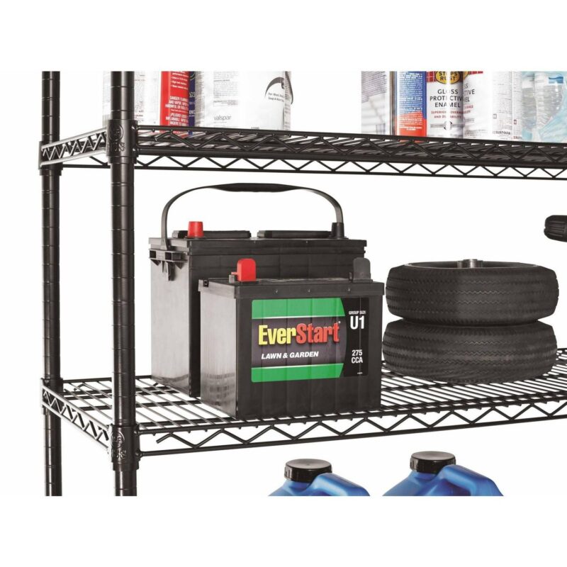 Hyper Tough Black Wire Shelf 5-Tier Heavy Duty 72 H x 48 W x 16 D, 3000lb Total Capacity - Image 6