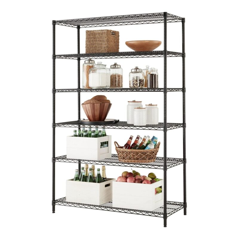 Hyper Tough Black Wire Shelf 6-Tier 72 H x 47.7 W x 18 D, 3600lbs Total Capacity - Image 2
