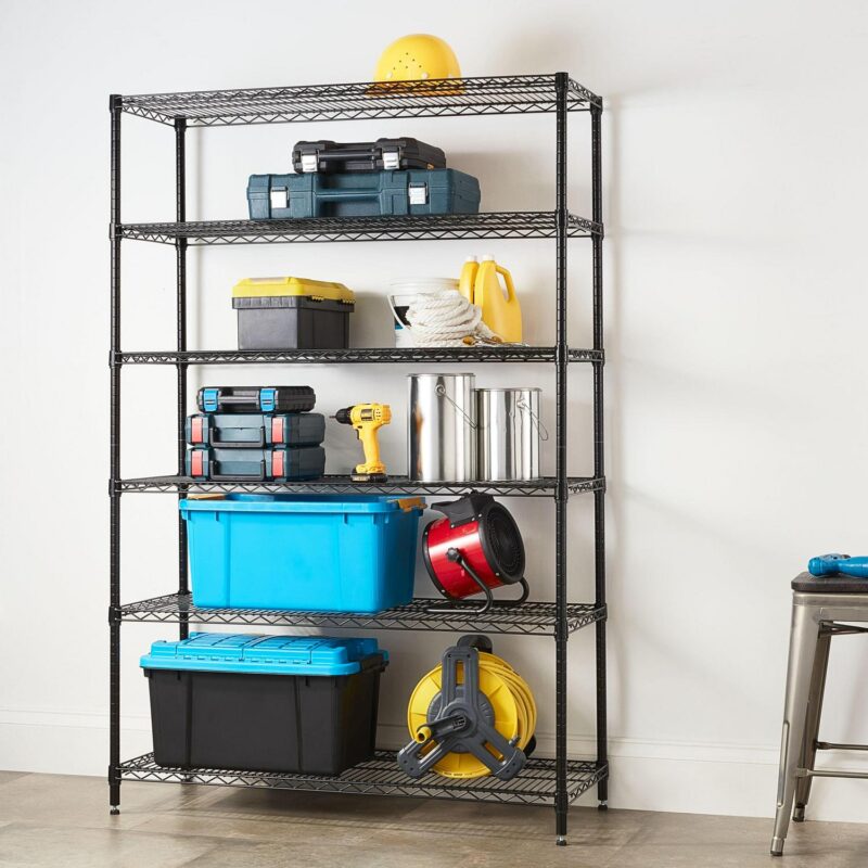 Hyper Tough Black Wire Shelf 6-Tier 72 H x 47.7 W x 18 D, 3600lbs Total Capacity