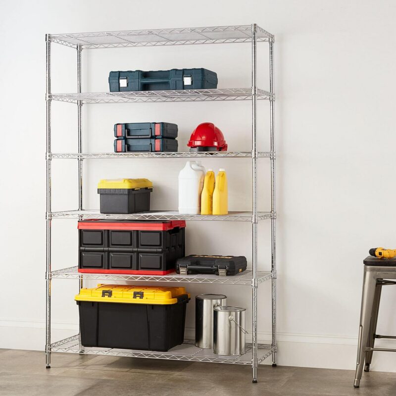Hyper Tough Chrome Wire Shelf 6-Tier 72 H x 47.7 W x 18 D, 2100lbs Total Capacity