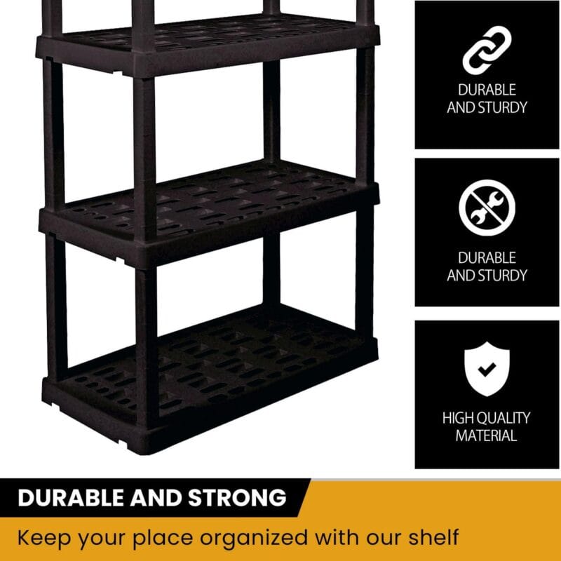Hyper Tough Large 5-Tier Shelving Unit, W36 x D18 x H74  Interlocking Multipurpose Organizer, Black, Pack of 2 - Image 5