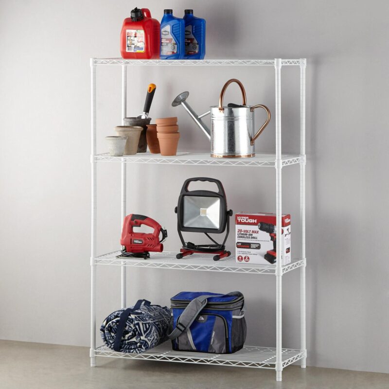 Hyper Tough White Wire Shelf 4-Tier 54 H x 36 W x 14 D, 1400lbs Total Capacity