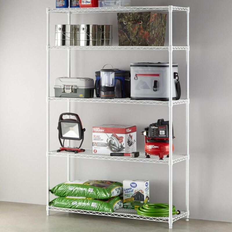 Hyper Tough White Wire Shelf 5-Tier Heavy Duty 72 H x 48 W x 16 D, 3000lb Total Capacity - Image 3