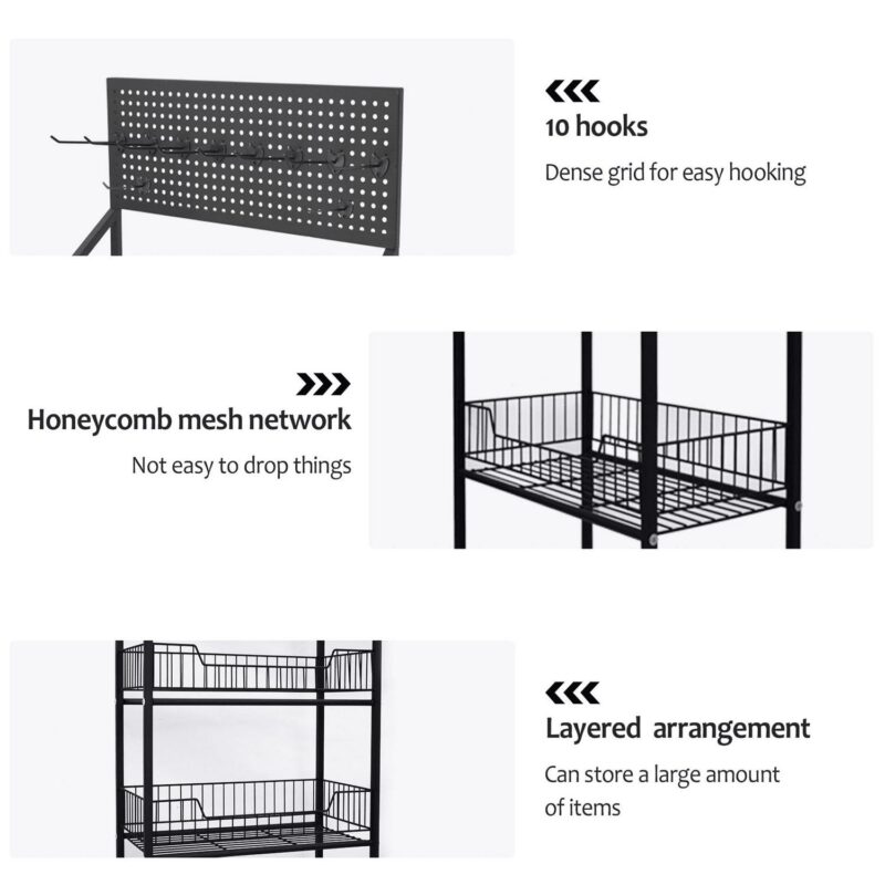 IAJXWI 4-Tier Retail Display Rack, Storage Organizer Shelf with Wheels, Snack Candy Display Organizer - Image 5