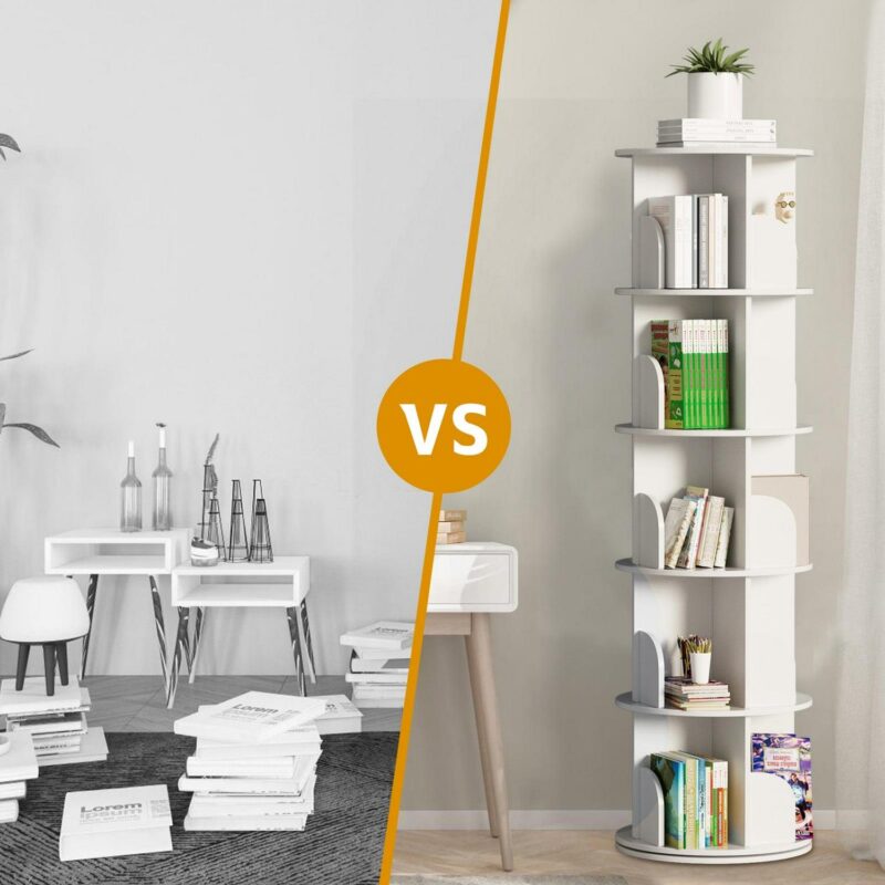 IAJXWI Wooden Rotating Bookcase, 360A Revolving Display Rack with 20 Shelves, Corner Bookshelf Tower for Home, Study, Office - Image 3